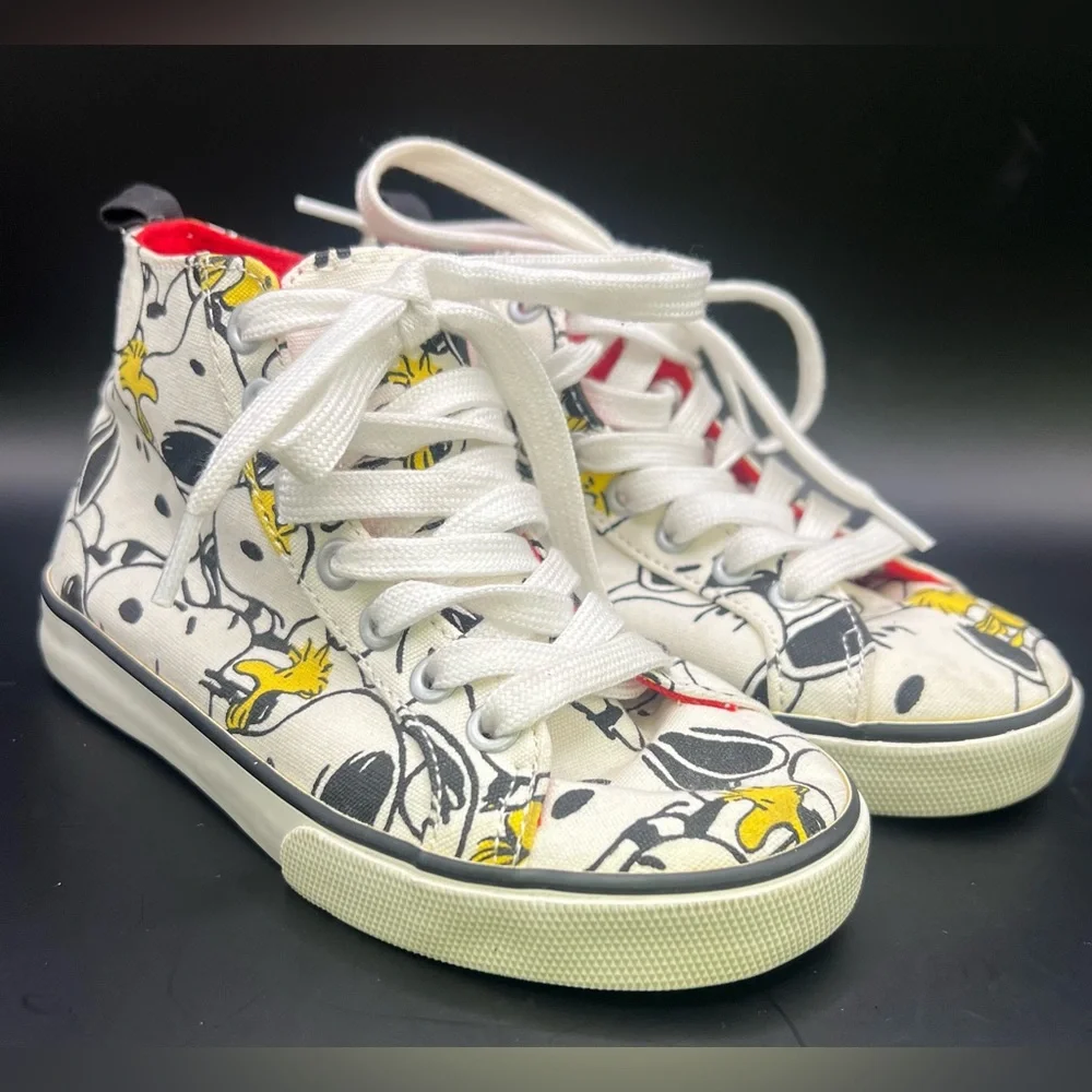 Gap/ Peanuts Collaboration- High-Top Sneakers -‎ White/Yellow, Size:11 Toddler